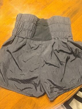 FP Movement by Free People Black Smocked High-Waist Athletic Shorts